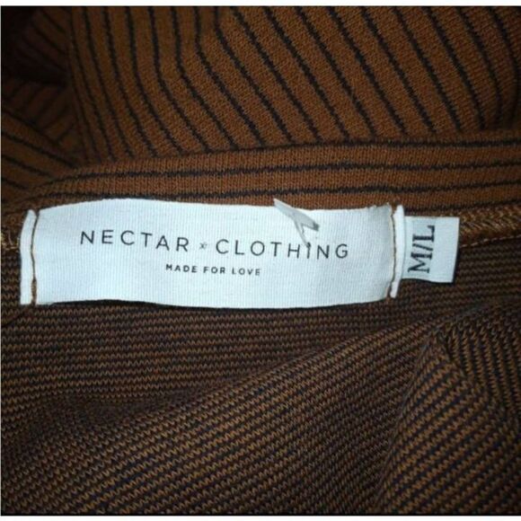 NECTAR CLOTHING BROWN STRIPE BALLOON SLEEVE CROP PULLOVER SZ.M/L EUC. - Picture 4 of 4